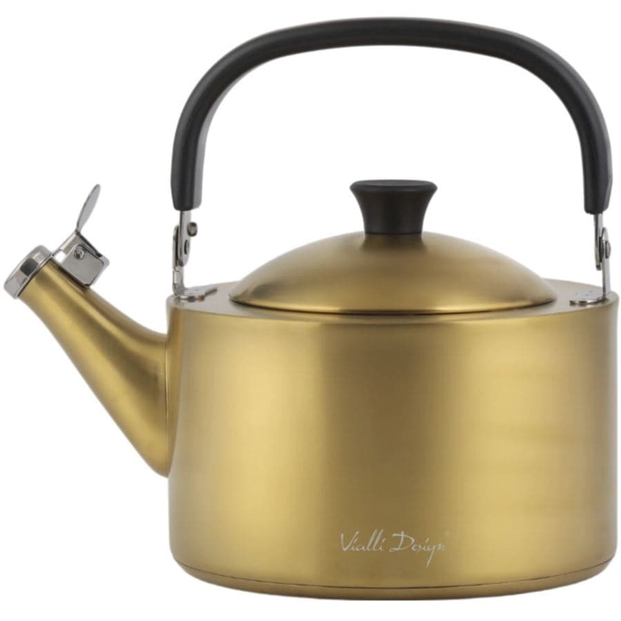 Vialli Design DIAMANTE čajová konvice s píšťalkou, matná, zlatá 1,5 l