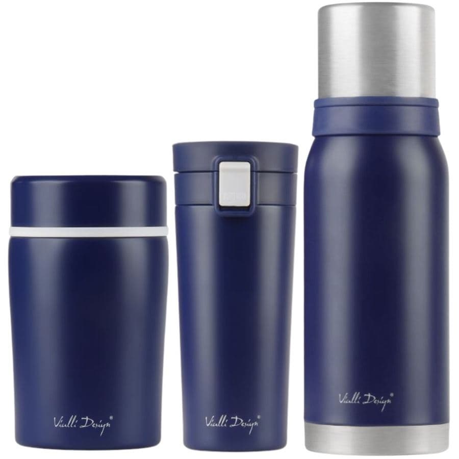 Vialli Design FUORI modrá sestava termohrnek 400 ml + termoska 1 l + termoska na jídlo 500 ml