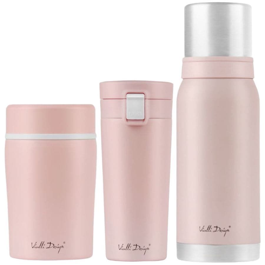 Vialli Design FUORI růžová sestava termohrnek 400 ml + termoska 1 l + termoska na jídlo 500 ml