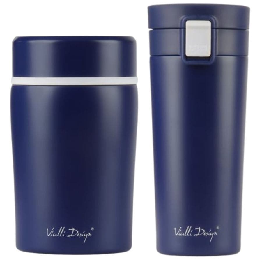 Vialli Design FUORI modrá sestava termohrnek 400 ml + termoska na jídlo 500 ml
