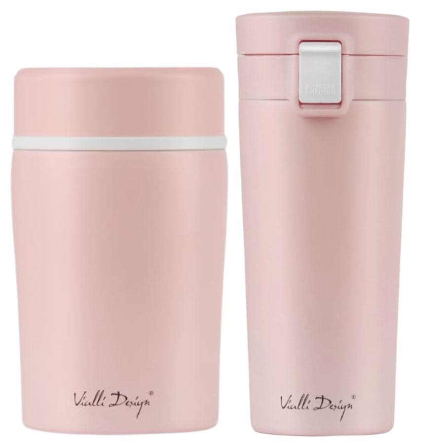 Vialli Design FUORI růžová sestava termohrnek 400 ml + termoska na jídlo 500 ml