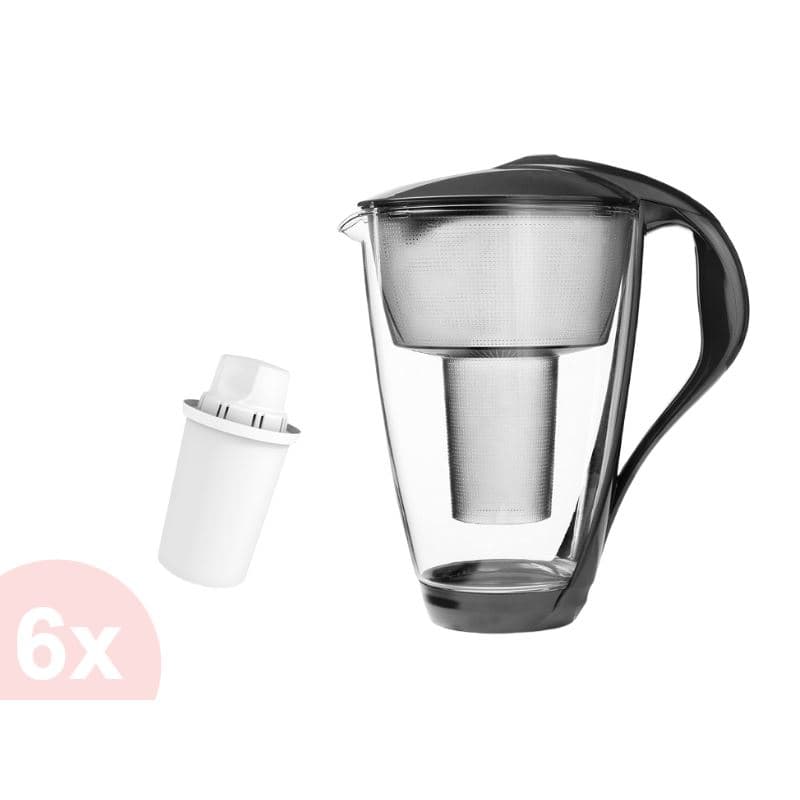 Dafi Crystal LED skleněná filtrační konvice grafitová + 6 ks filtru Dafi Classic