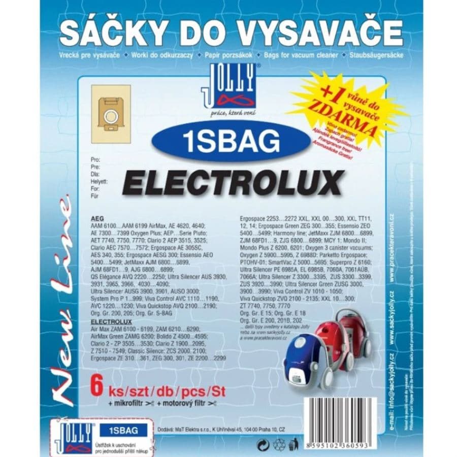 Jolly papírové sáčky do vysavače 1S BAG Electrolux 6 ks
