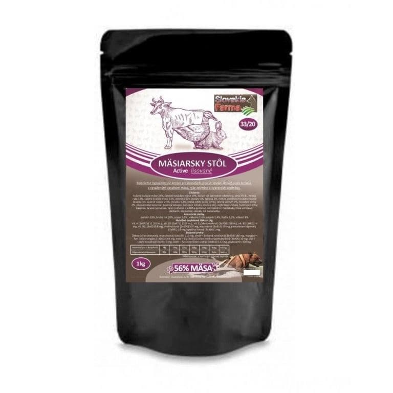 Slovakia Farma - Mäsiarsky stôl 33/20 lisované hypoalergenní granule pro psy 1 kg