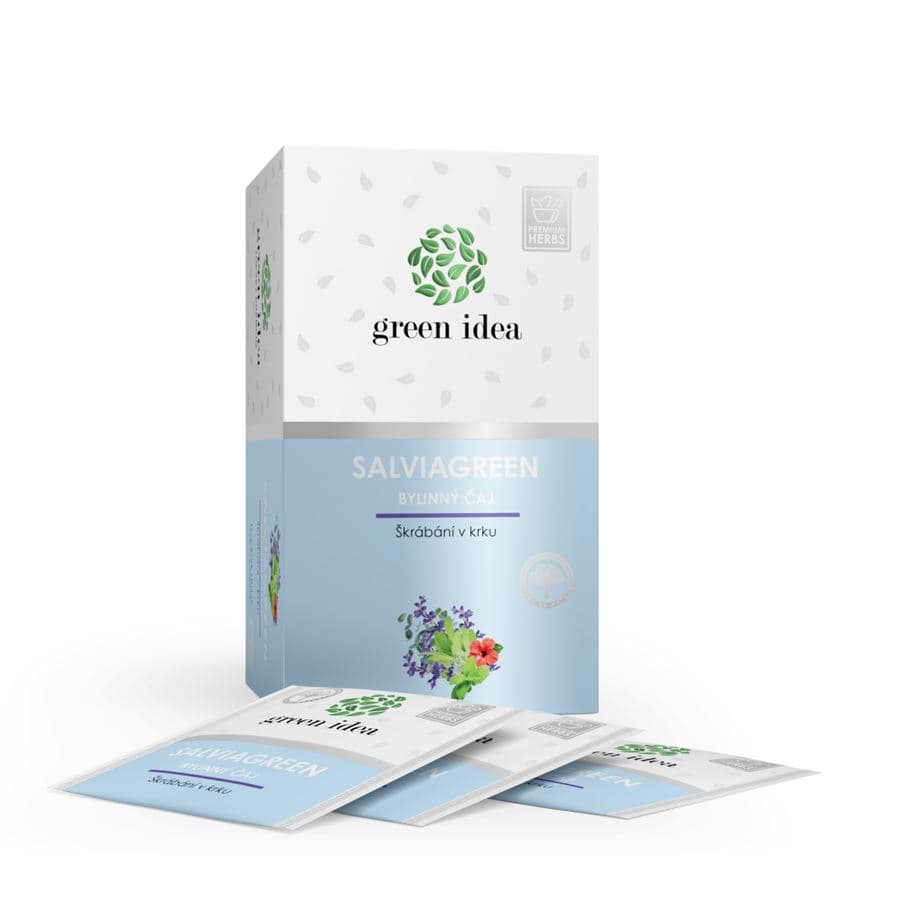 Green idea Topvet Salviagreen bylinný čaj při škrábání v krku 20 sáčků
