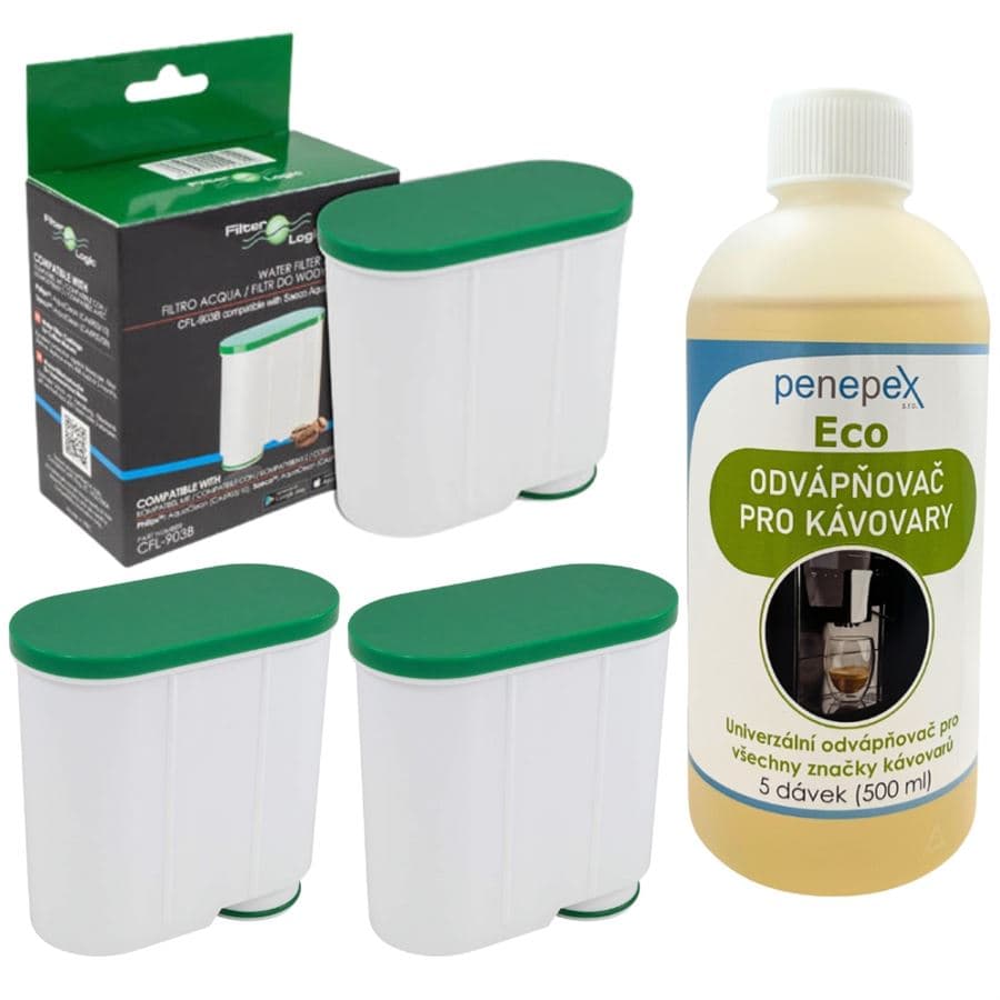 FilterLogic CFL-903B za Saeco/Philips AquaClean CA6903/00-10 3 ks + Penepex Eco univerzální odvápňovač 500 ml
