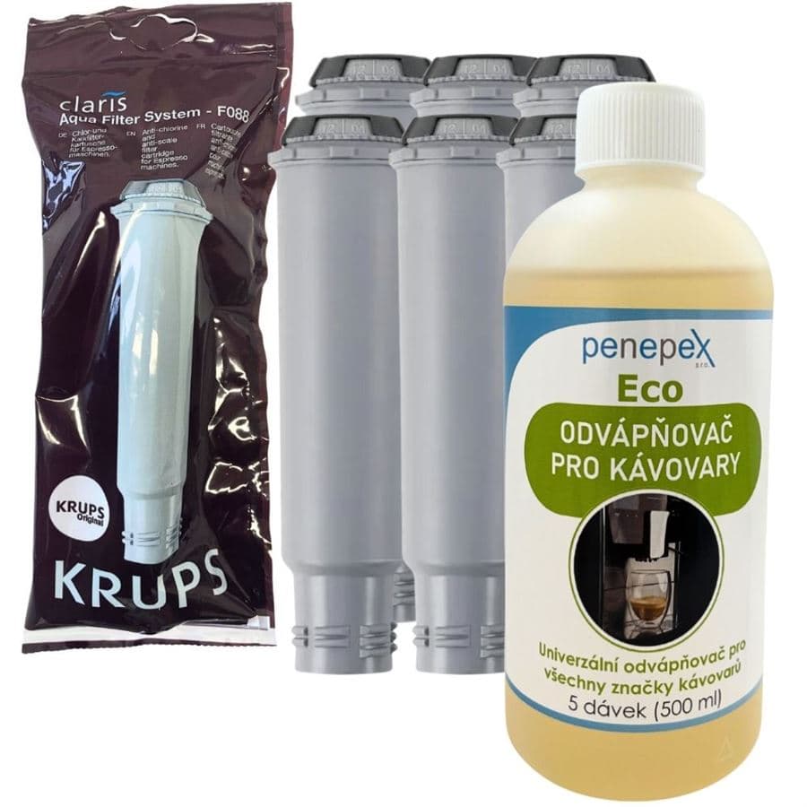 Krups F08801 Aqua Filter Claris filtr do kávovaru (6 ks) + Penepex Eco univerzální odvápňovač 500 ml